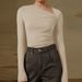 cross-border Business Casual Women's T-shirt With A Slanted Collar, 2025 New Y2K Style, Slim-fit, Regular_ecoleips.com