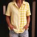 Women's Clothing Women's Casual Street Fashion Collared Plaid Patchwork Shirt Short Sleeve For Formal & Casual For Women_ecoleips.com