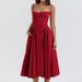 Summer Hot-Selling European And American Style Cross-Border Strapless New Waist-Cinching Fashion Sexy Red_ecoleips.com