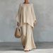 Women's Linen-Blend Relaxed Shirt Wide-Leg Pants Set Breathable Comfort Casual Loose-Fit Summer Outfit_ecoleips.com