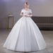 Satin Off-Shoulder Wedding Dress for Women French Style Simple And Ethereal Princess Style New 2026_ecoleips.com