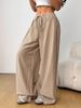 Women's Minimalist Color-Block Texture Pants With Padded Pockets Slim Waist Versatile Pleated Casual Fashion_ecoleips.com