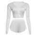 Verve 2024 Autumn Winter New Women's Fashion Personality Solid Color Ruffled Long Sleeve Cardigan Small Jack Casual Shorts_ecoleips.com