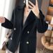 2025 Autumn/Winter Women's Short Woolen Coat For Petite Figures, Loose Fit, Off-Season Blazer With Suit Collar, Trendy_ecoleips.com