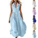 Women's A-Line Long Dress Lapel Collar Elegant Office Wear Versatile Chic_ecoleips.com