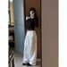 Black, Slimming-Style Dress For Stylish Girls A Korean-Inspired Women's Garment Featuring Slanted Shoulders, Long Slee_ecoleips.com