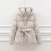 Women's Clothing Thickened Cotton Coat For Women Short Style Waist Slim Fit Hooded Lace Up Warm Coat_ecoleips.com