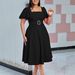 Women's Clothing Horn Sleeve Square Neck High Waist Solid Color Elegant_ecoleips.com
