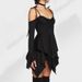 Women's Sexy Off Shoulder Long Sleeve Halter Asymmetrical Mini Dress – Halloween Costume Party Gown_ecoleips.com