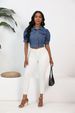 K New Short Sleeved Denim Jacket For Women With Bubble Sleeves_ecoleips.com