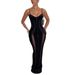 Women's Sexy Sheer Mesh Slim Fit Halter Bodycon Maxi Dress – Black Elegant Party Evening Gown_ecoleips.com