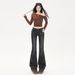 American Retro Style|Heavy-duty Washed Frayed Denim|Slim-fit Stretch Straight-leg Women's Jeans_ecoleips.com