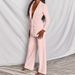 Elegant Women's Blazer & Pants Set – Stretch Poly-Cotton Office To Casual Suit (Black, White, Pink, Yellow, Blue, Brown, Rose, S-5XL)_ecoleips.com