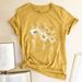 Butterfly Chrysanthemum Print Casual T-shirt New Summer Short-sleeved Women's 2023 Top Women's Crew Neck_ecoleips.com