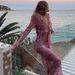 Women's High-Waisted Tie-Up Long Skirt Set Sexy See through Lace Print Fashion Casual Top European American Style 2025 New_ecoleips.com