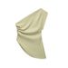Women's Asymmetrical Vest Top One Shoulder European American Style Summer Clothing with Pleats_ecoleips.com
