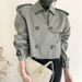 Aria Basics Korean 2026 Spring/Autumn Vintage Lapel Design Double-Breasted Loose Versatile Long-Sleeve Short Trench Coat For Women_ecoleips.com