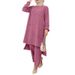 Women's Casual Sportswear Two Piece Elegant Long Sleeve Shirt Loose Fashionable Wide Leg Pants Set_ecoleips.com