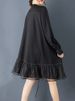 Long Sleeve Patchwork Mesh Oversized Shirt Dresses For Women New Loose Casual Midi Dress Elegant Clothing Spring Autumn 2025_ecoleips.com