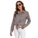 Verve Women's Spring And Autumn Plaid Loose Casual Long Sleeve Shirt With Turn-down Collar_ecoleips.com