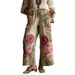 Elegant 3D Floral Print Straight Leg Women's Trousers Independent Website Foreign Trade Cross Border Fashion Bottoms_ecoleips.com