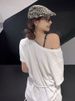 White 100% Cotton Y2k Vintage Oversize Off Shoulder Short Sleeve T Shirt With Print Women Casual Summer Top Butterfly Tees_ecoleips.com