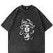 Vintage Washed Oversized Relaxed Fit T-Shirt For Women - Retro Distressed Cotton Tee With 3D Print_ecoleips.com