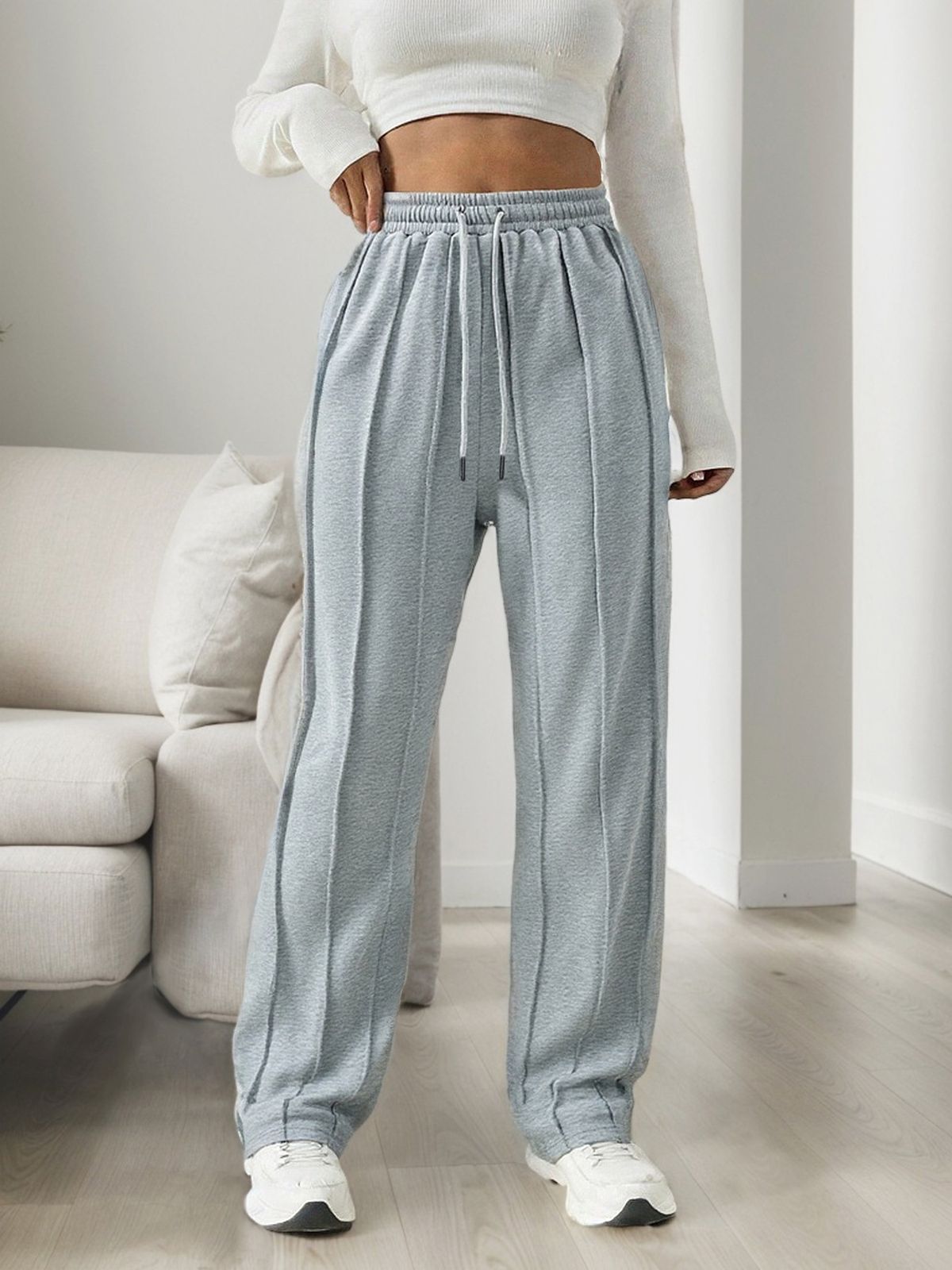 Women's Clothing Casual Sweatpants Spring And Summer New Wide Leg Sports Pants Loose Straight Pants_ecoleips.com