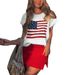Women's Clothing Flag Jacquard Pattern Short Sleeved Cap Sleeve Round Neck Pullover Sweater Sweater_ecoleips.com