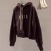 European And American Foreign Trade Embroidered Short Hooded Sweatshirt For Women, Thin Loose Plus Size Korean Style_ecoleips.com