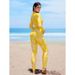 Aria Basics European And American Long-sleeved One-piece Women, Sexy Beachwear, Cross-border Vacation Surfing Sun Protection Diving_ecoleips.com