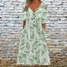 Women's Casual Loose Fit Printed Maxi Dress V‑Neck Long Sleeve Free Flowing Dress With Side Pockets_ecoleips.com
