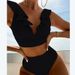 European And American 2026 New Model Multi-color Ruffled V-neck Swimsuit High-waisted Two-piece Bikini For Women_ecoleips.com