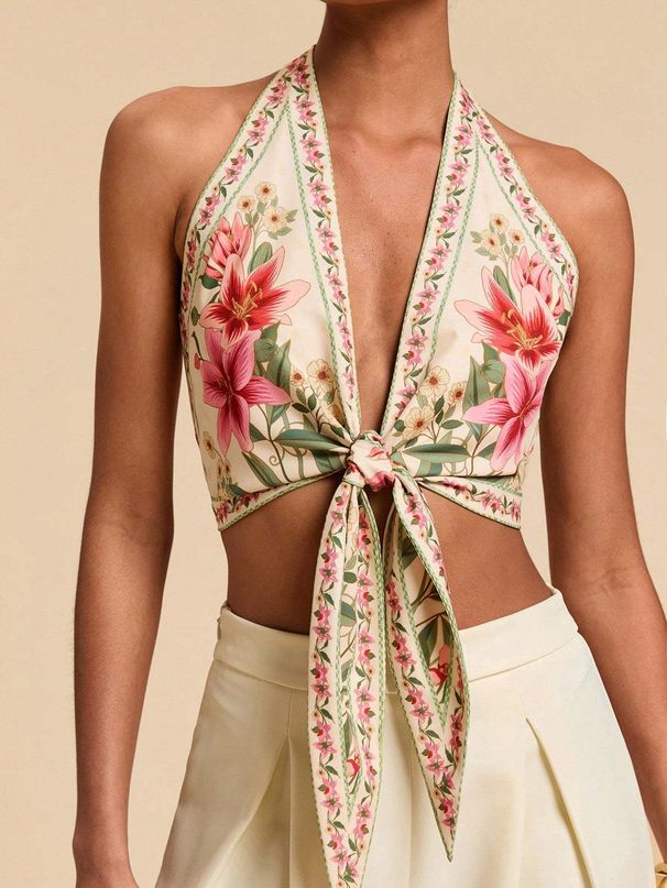 Summer Hot Women's Backless Printed Camisole Casual Design Style Clothing_ecoleips.com