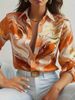 New Autumn Fashion Casual Loose Button Long Sleeved Printed Shirt For Women_ecoleips.com