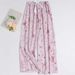 Floral Printed Womens Pajama Soft Calf Length Elastic Waist Pants Pyjama Pijama Femme Casual Home Clothes Women Holiday Clothes_ecoleips.com