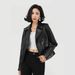 Spring New Short Motorcycle PU Leather Lapel Jacket Slim Fit Leather Jacket_ecoleips.com