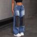 Women's Clothing Patchwork Patchwork Denim High Waist Tight Hip Raw Edge Women's Straight Denim_ecoleips.com