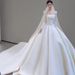 Satin Wedding Dress New Style Retro Light Long Sleeve Main Wedding Dress For Petite Girls Runaway Princess Outfit_ecoleips.com
