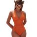 Sculpting Solid Color One-Piece Swimsuit Slimming Monokini With Comfortable Lining_ecoleips.com