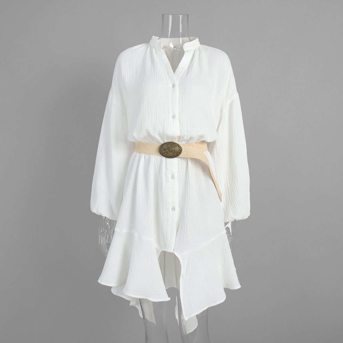 Summer New Cross Border Irregular Short Dress round Neck Batwing Sleeve Pleated Casual Elegant Fashion European American Style_ecoleips.com