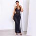 Sexy Women's Wear Neck Hanging, Waist Exposed, Strap Dress, Backless Beach Knitted Long Dress_ecoleips.com