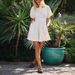 2025 Women's Square Neck Sleeved Fashionable Short Skirt Button Casual Dress_ecoleips.com