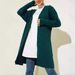 Women's Modest Long Cardigan Sweater – Muslim-Friendly Oversized Knit Open Front Coat, Polyester-Spandex Blend For Comfort, Solid Dark Green_ecoleips.com