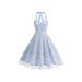 Elegant Fashionable Sleeveless Halter Dress Women's Gown Mesh Embroidery Cross Border E Commerce for Europe And America_ecoleips.com