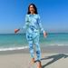 Muslim Swimsuit Conservative Floral Print Women's Three-Piece Swimsuit Set Long Sleeve Beachwear With Beach Skirt For Swimming And Water Sports_ecoleips.com