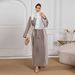 Muslim Cuff Tassel Abaya Long Dress Fashion Elegant Linen Color Block Cover-up Robe_ecoleips.com