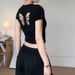 Fashion Women T-shirt Short Sleeve O Neck Solid Slim Fit Ladies Crop Top Butterfly Hollow Backless For Casual Tops Summer 2024_ecoleips.com