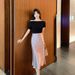 Elegant Satin Acetate High-Waisted A-Line Skirt With Stretchy Waistband - Flowy Midi Skirt For Women, French-Inspired Office & Casual Wear_ecoleips.com