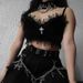 Women's Velvet Camisole Strapless Bralette Korean Style Dark Lace Trim New Summer Beautiful Back_ecoleips.com